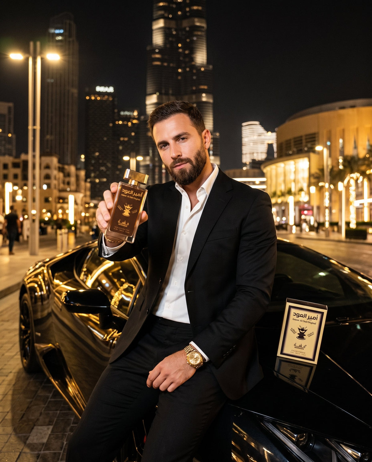 Ameer Al Oud Original în mâna unui model, în Dubai