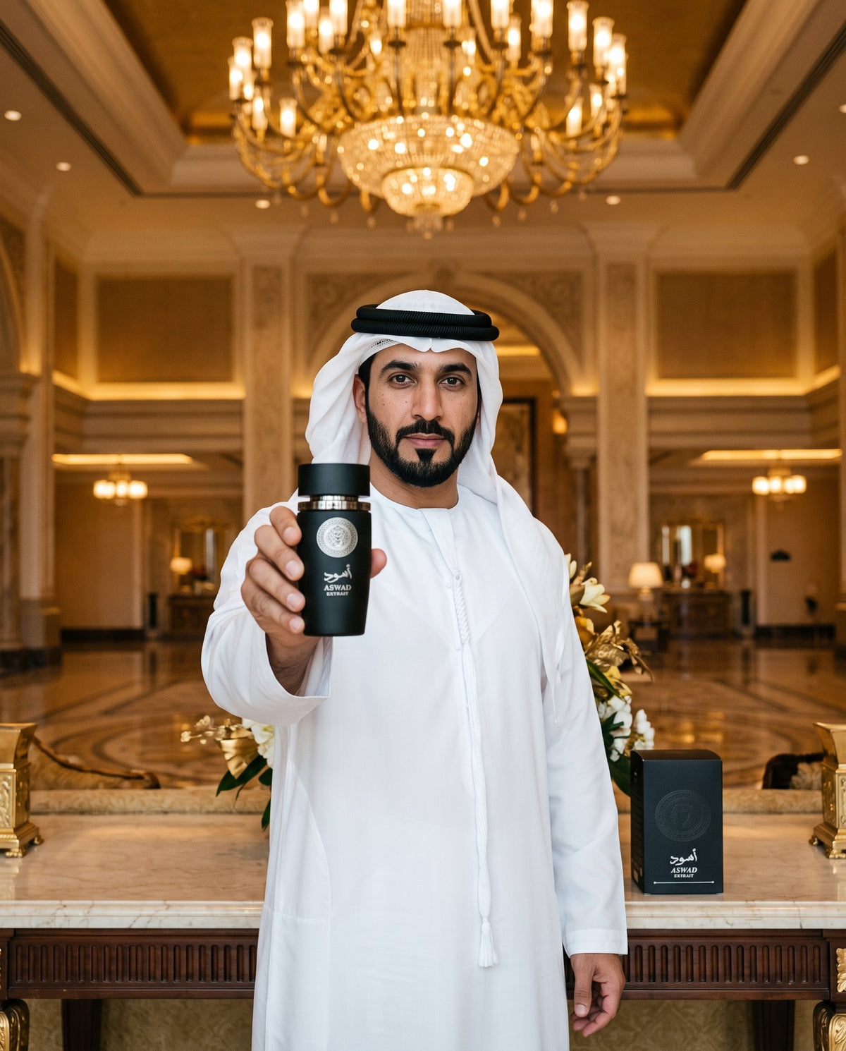 Aswad Extrait în mâna unui șeic, în Dubai