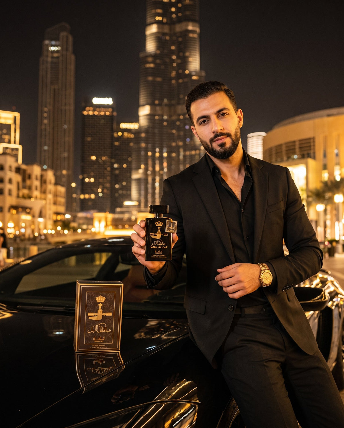 Sultan Al Lail în mâna unui model, în Dubai